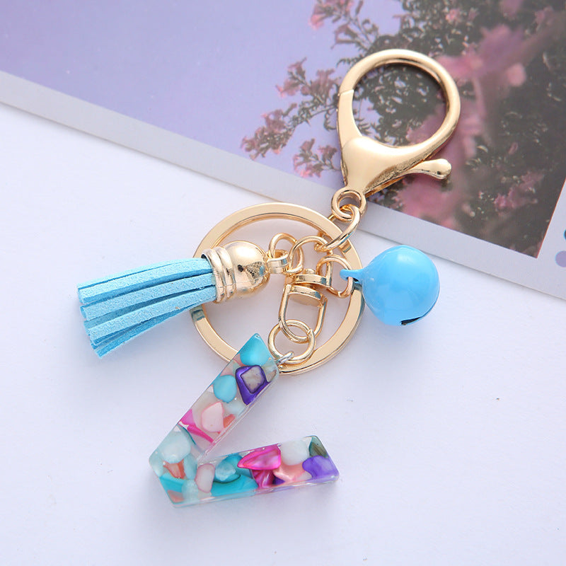 Wholesale English Alphabet Tassel Pendant Resin Drop Glue Keychains